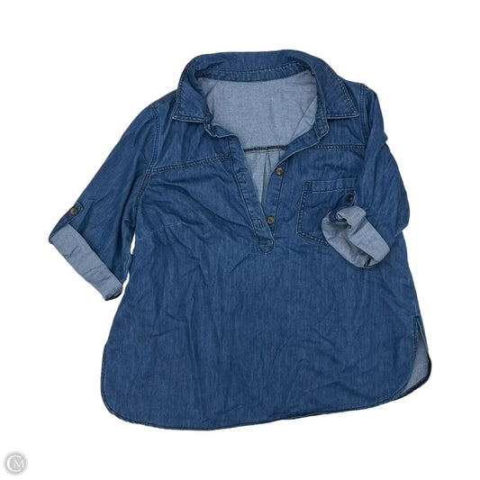 Top 3/4 Sleeve By Bloomchic In Blue Denim, Size: M