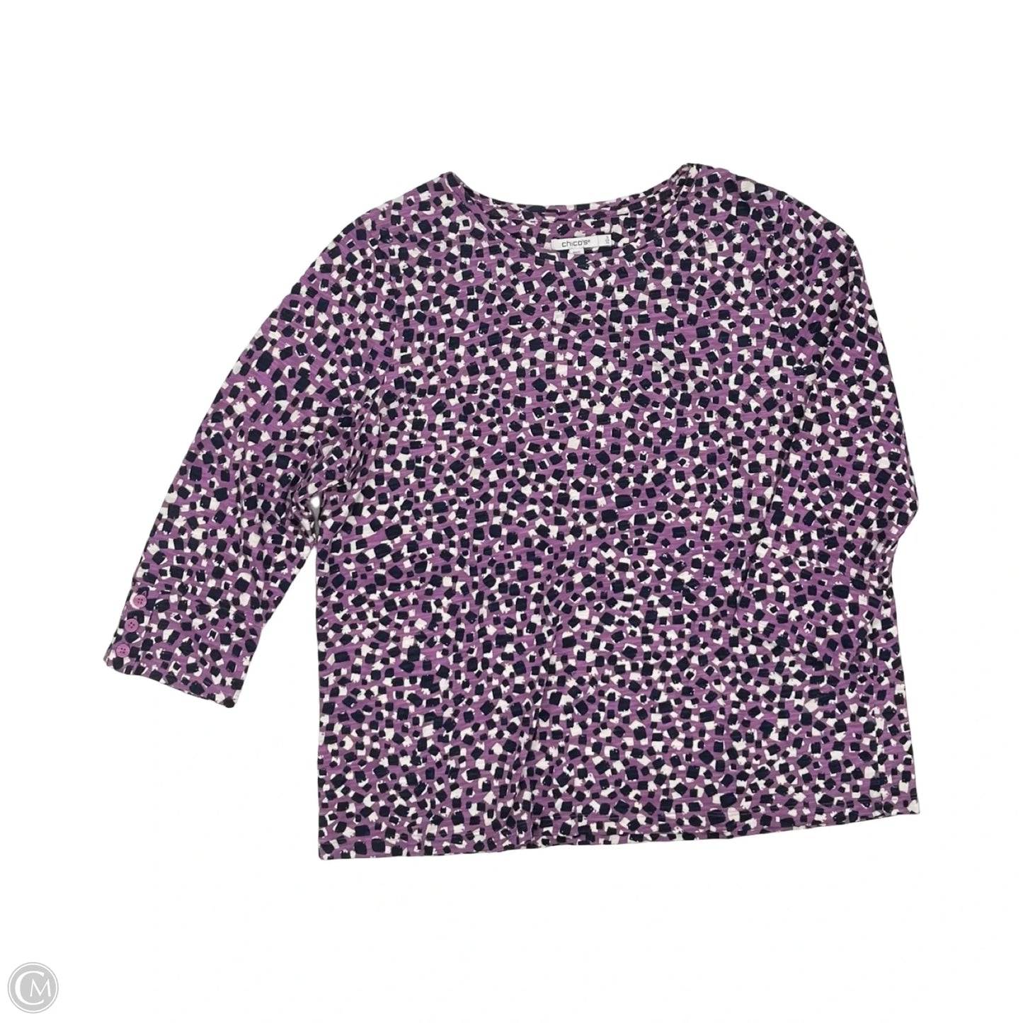Top Long Sleeve By Karen Scott In Pink & White, Size: Xl