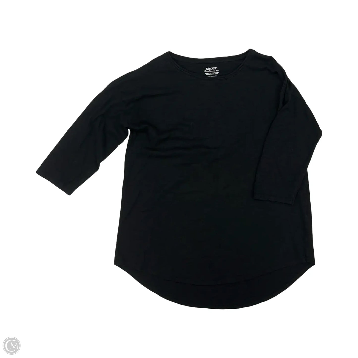 Top 3/4 Sleeve By Chicos In Black, Size: Xl