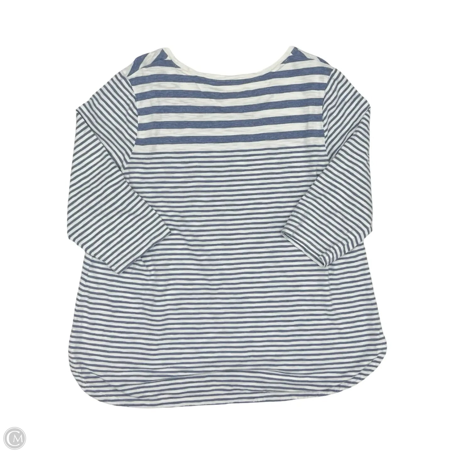 Top 3/4 Sleeve By Chicos In Blue & Cream, Size: Xl