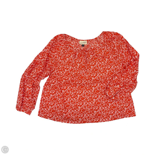 Blouse Long Sleeve By Universal Thread In Orange & White, Size: L
