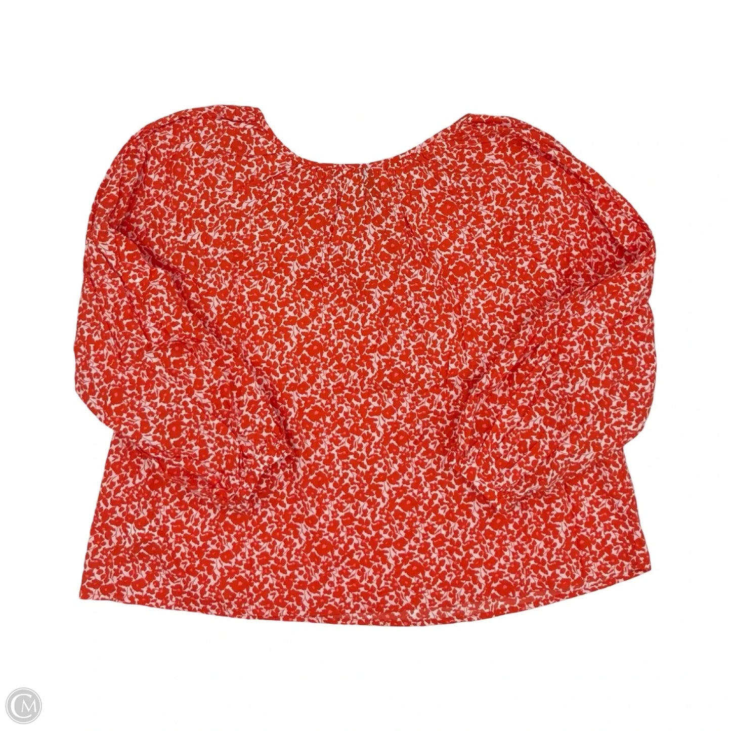 Blouse Long Sleeve By Universal Thread In Orange & White, Size: L