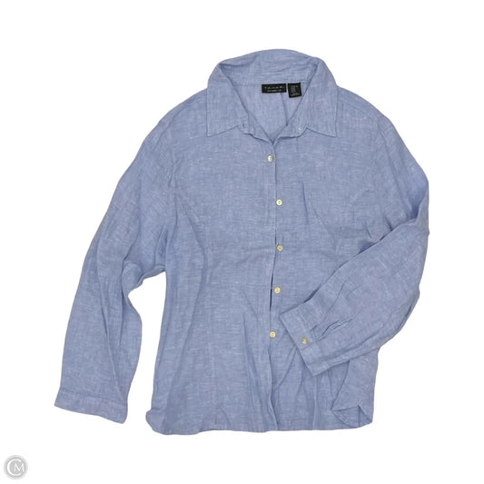 Blouse Long Sleeve By Tahari In Blue, Size: Xl