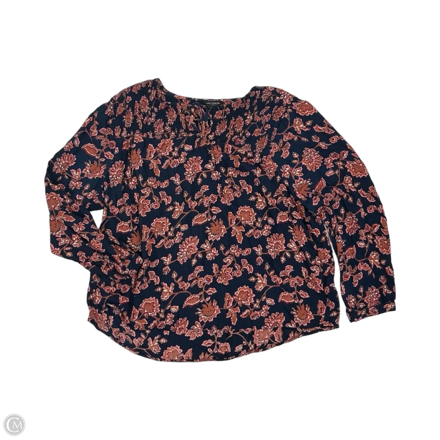 Blouse Long Sleeve By Lucky Brand In Floral Print, Size: 1x