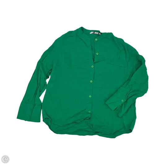 Blouse Long Sleeve By Zara In Green, Size: S