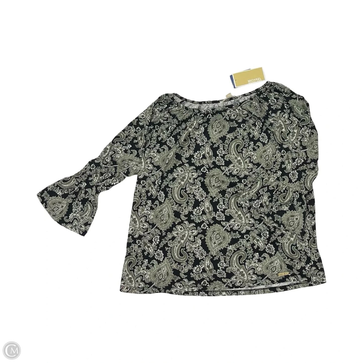 Top 3/4 Sleeve Designer By Michael Kors In Black & Green, Size: M