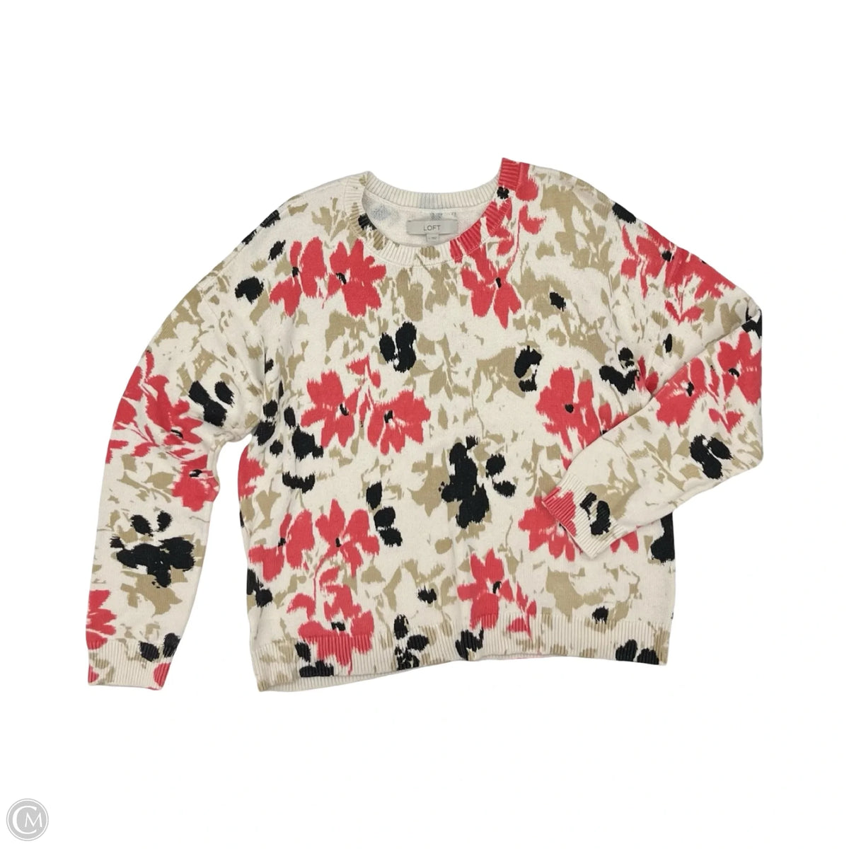 Sweater By Loft In Floral Print, Size: L