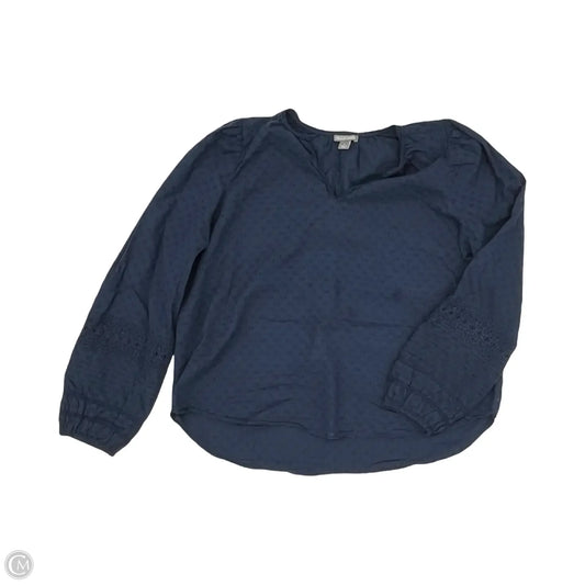 Blouse Long Sleeve By Falls Creek In Navy, Size: L