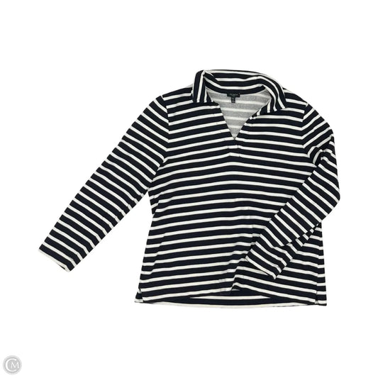 Top Long Sleeve By Talbots In Blue & Cream, Size: Lp