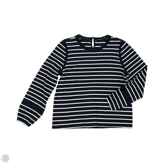 Top Long Sleeve By Talbots In Blue & Cream, Size: L