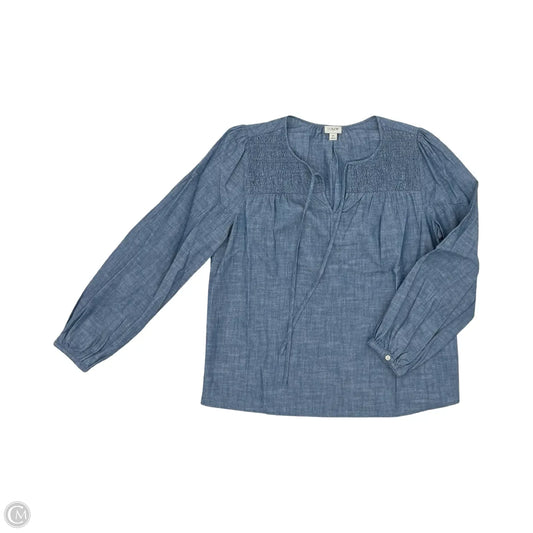 Blouse Long Sleeve By J. Crew In Blue Denim, Size: M