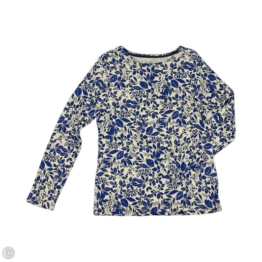 Top Long Sleeve By Croft And Barrow In Blue & Cream, Size: M