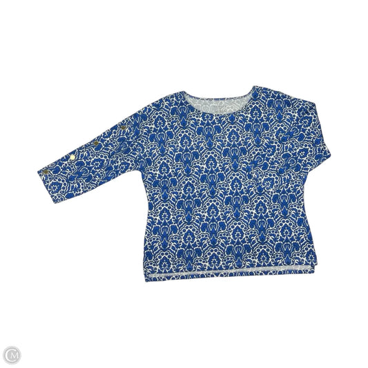 Top Long Sleeve By Talbots In Blue & Cream, Size: Lp