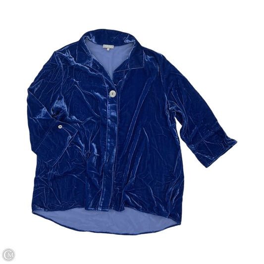 Blouse 3/4 Sleeve By Habitat In Blue, Size: Xl
