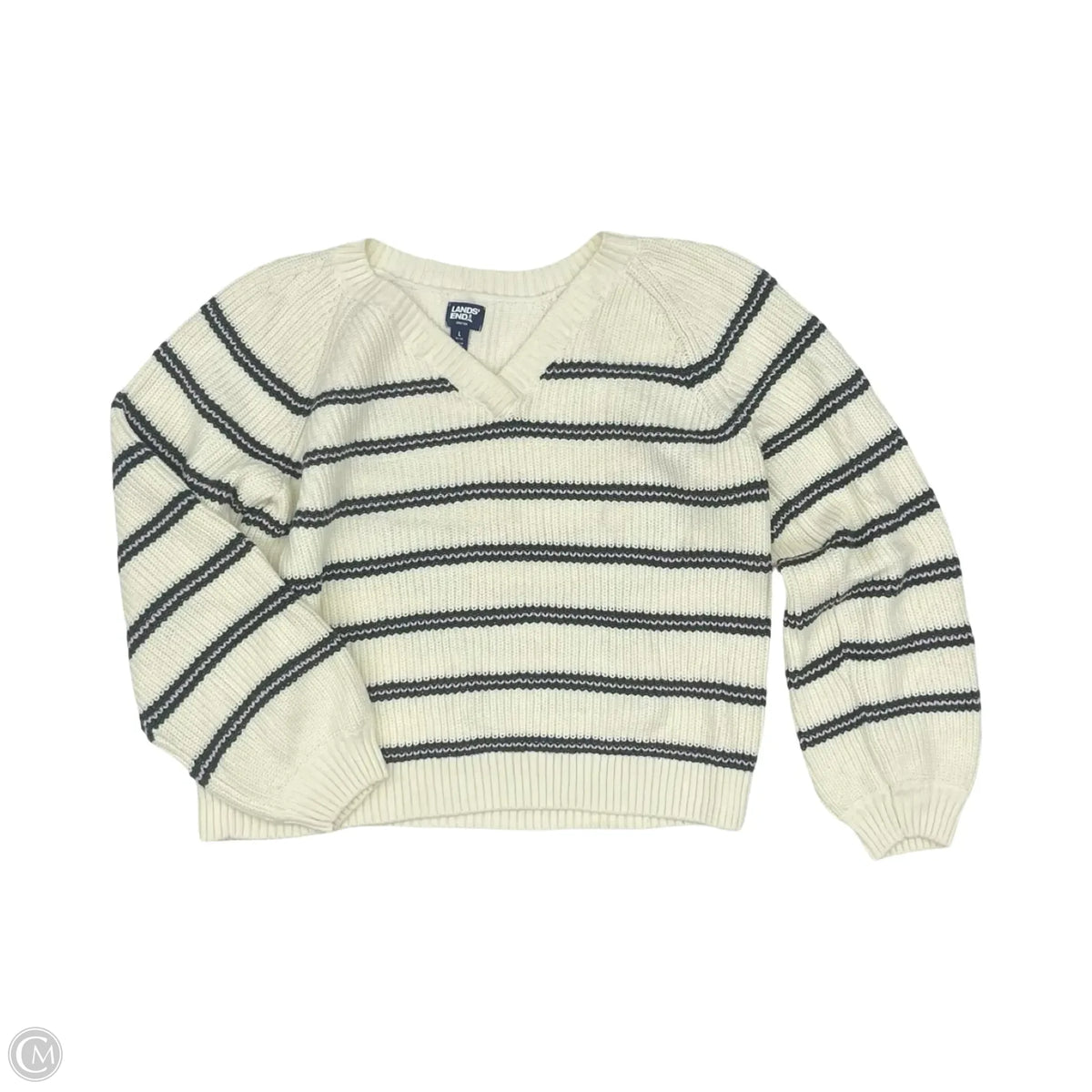 Sweater By Lands End In Striped Pattern, Size: L