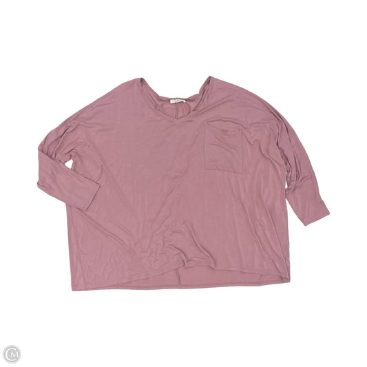 Top Long Sleeve By Zenana In Pink, Size: 1x