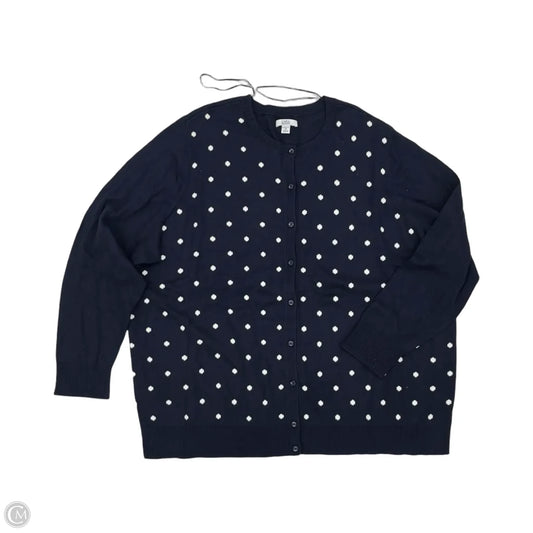 Sweater Cardigan By Croft And Barrow In Blue & Cream, Size: 3x