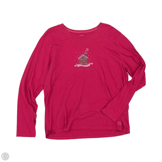 Top Long Sleeve By Life Is Good In Pink, Size: Xl