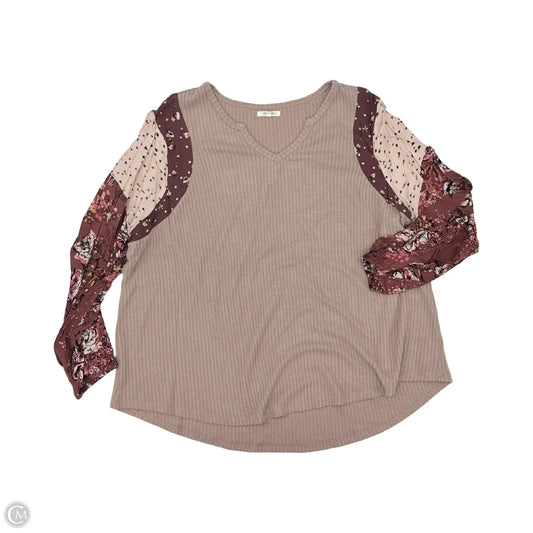 Top Long Sleeve By Maurices In Brown, Size: 2x