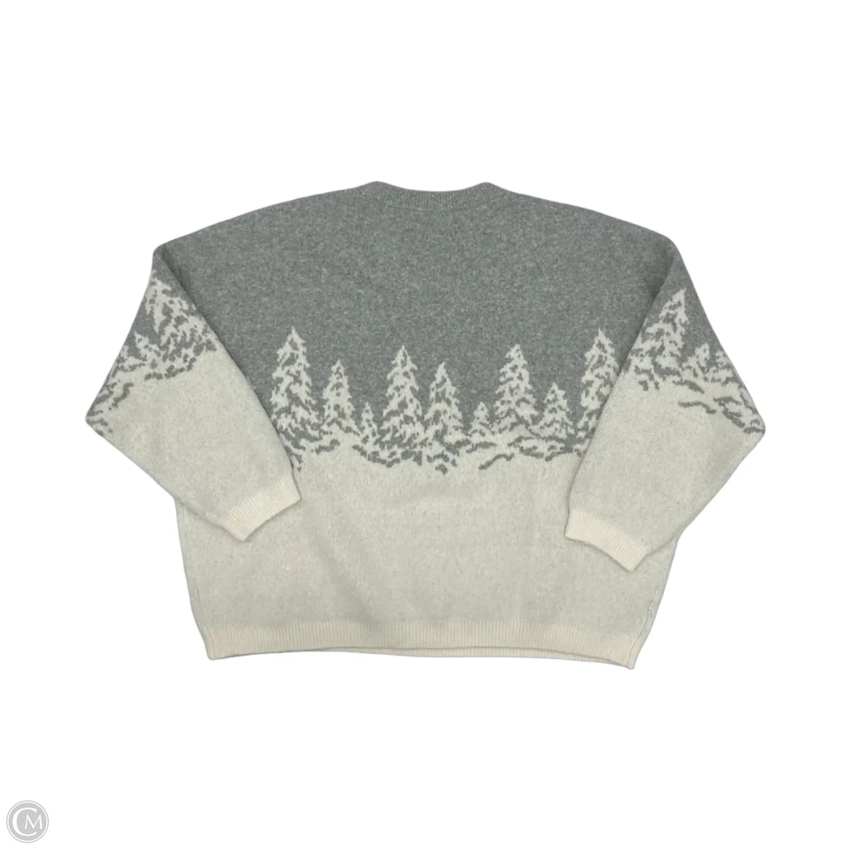 Sweater By Loft In Grey & White, Size: L