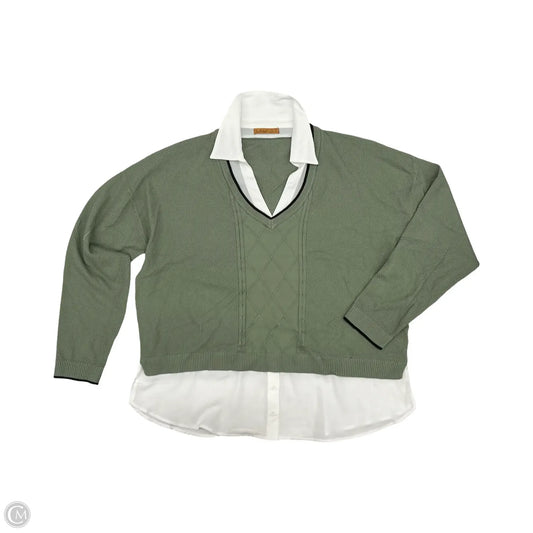 Sweater By Belldini In Green & White, Size: Xl