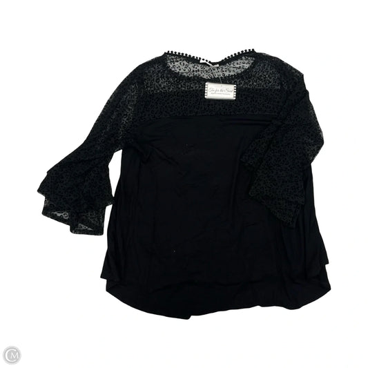 Blouse 3/4 Sleeve By Emerald In Black, Size: 1x