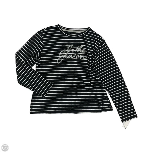 Top Long Sleeve By Talbots In Black & Cream, Size: Lp