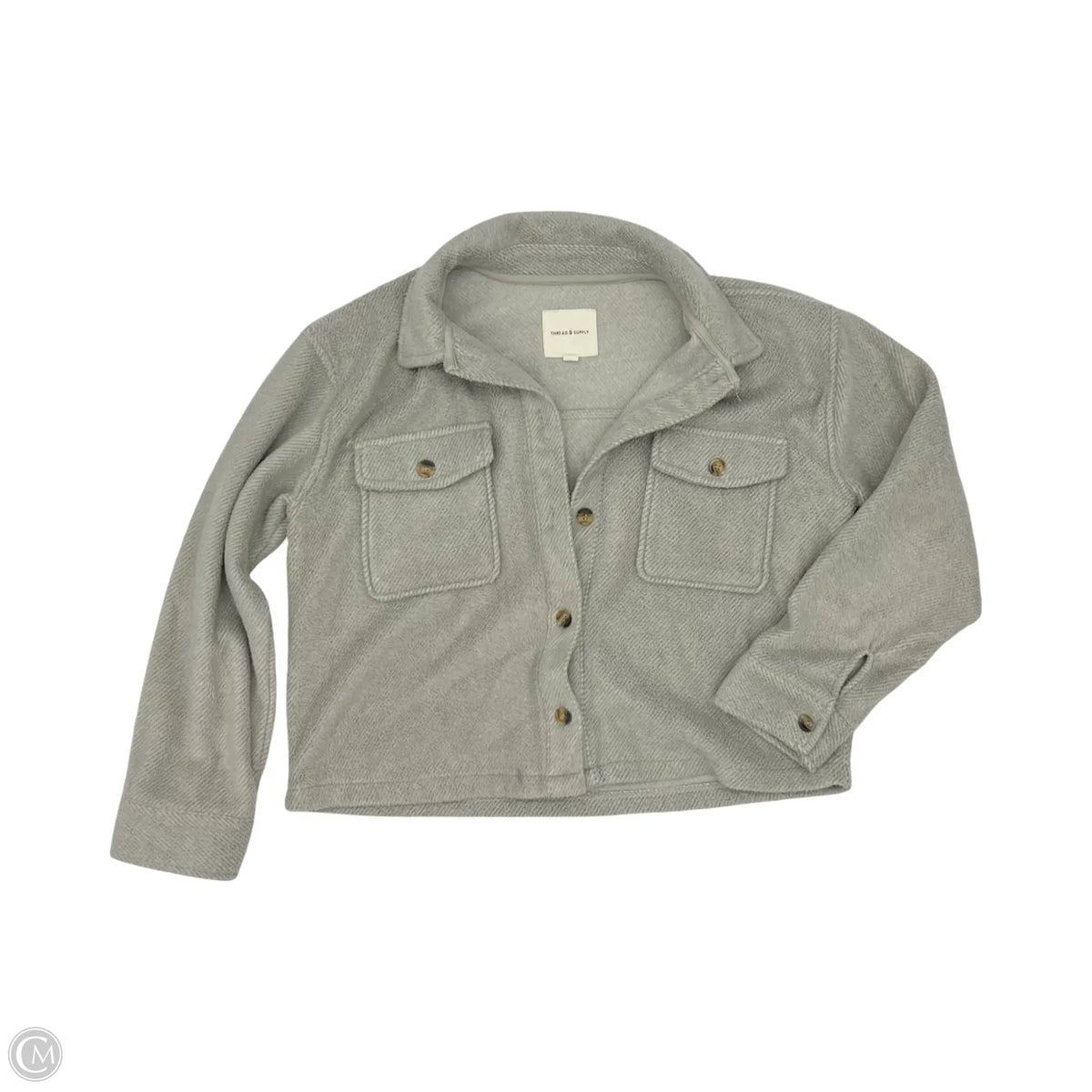 Jacket Shirt By Thread And Supply In Grey, Size: L