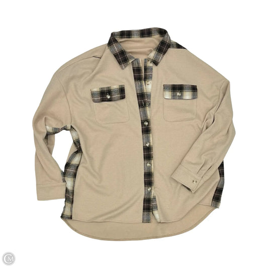 Jacket Shirt By Cmf In Brown & Tan, Size: 2x