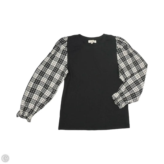 Top Long Sleeve By Loft In Black & Cream, Size: Xl