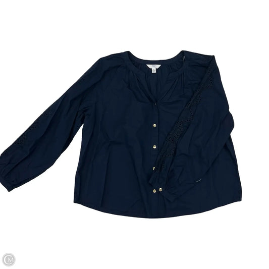 Blouse Long Sleeve By Time And Tru In Navy, Size: Xl