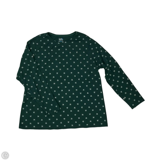 Top Long Sleeve By Croft And Barrow In Green & White, Size: 2x