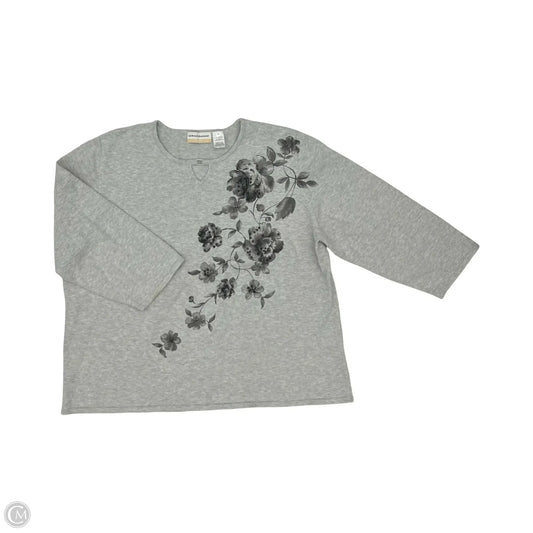 Top 3/4 Sleeve By Alfred Dunner In Grey, Size: 2x