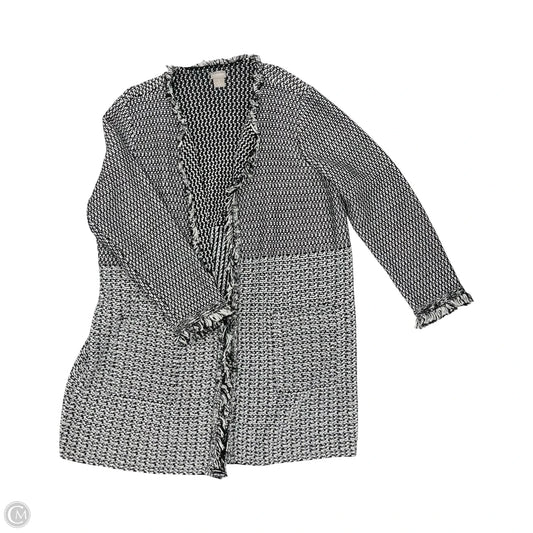 Sweater Cardigan By Chicos In Black & Cream, Size: Xl