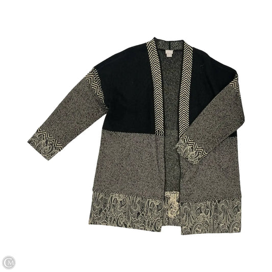 Sweater Cardigan By Chicos In Black & Gold, Size: Xl