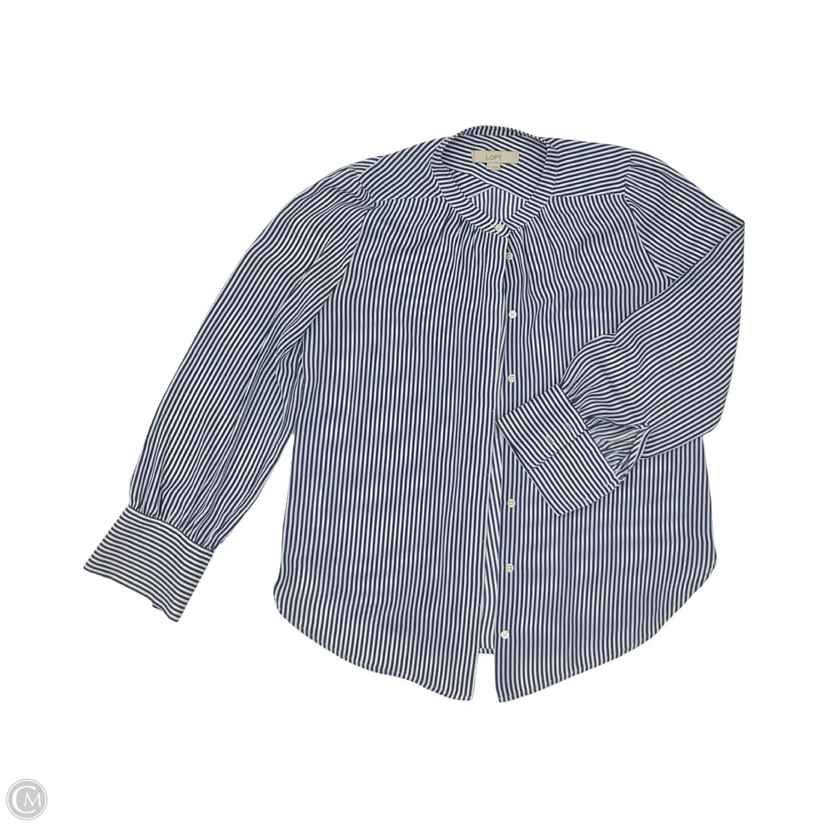 Blouse Long Sleeve By Loft In Striped Pattern, Size: M