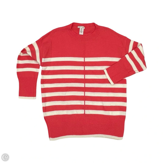 Sweater By Clothes Mentor In Orange & White, Size: M