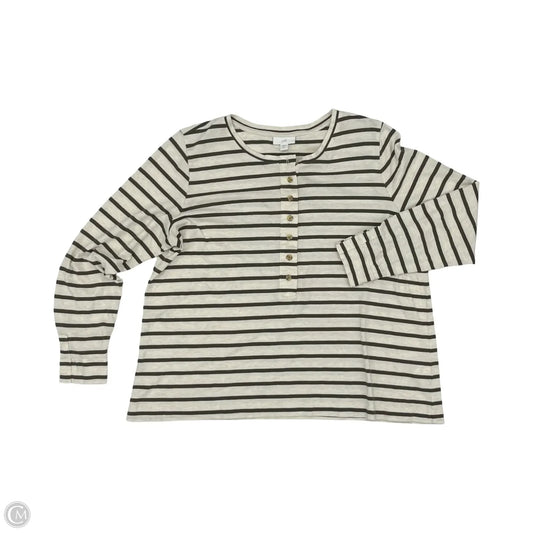 Top Long Sleeve By J. Jill In Green & Tan, Size: Lp