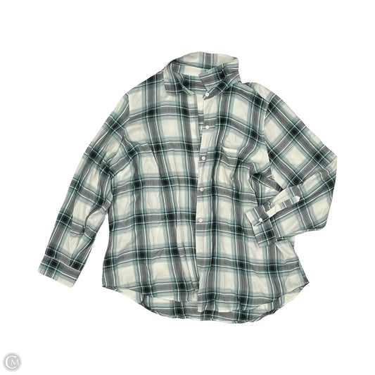 Top Long Sleeve By Falls Creek In Green & White, Size: 2x