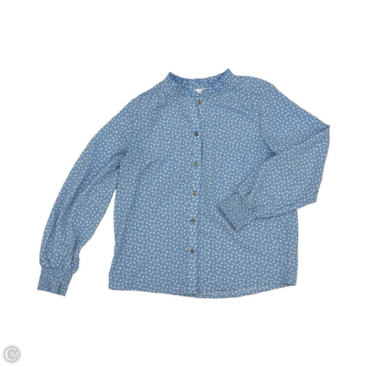 Blouse Long Sleeve By Time And Tru In Blue & White, Size: Xs