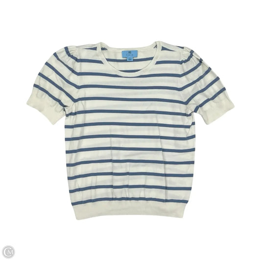 Sweater Short Sleeve By Cece In Blue & Cream, Size: S