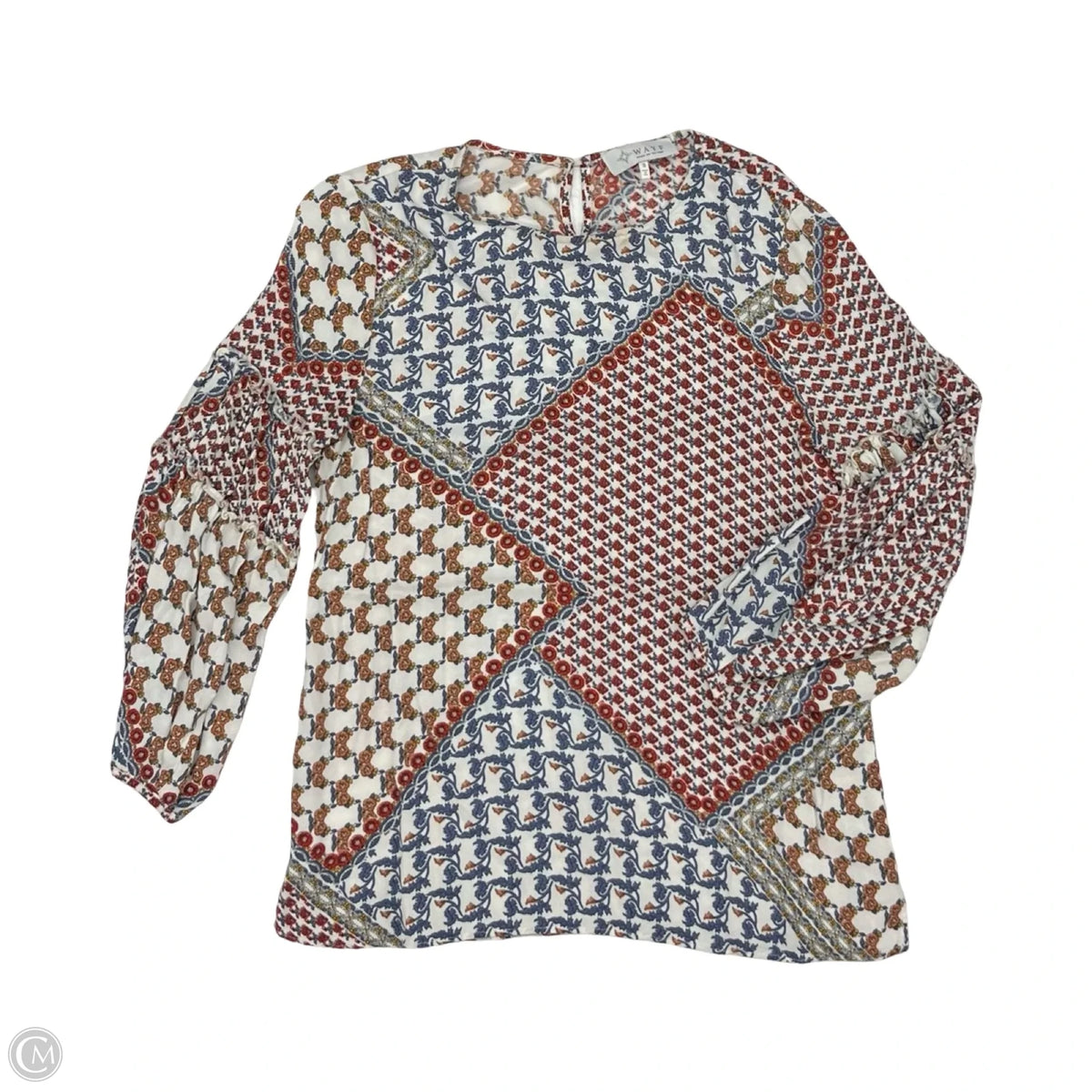 Top Long Sleeve By Wayf In Blue & Red, Size: S