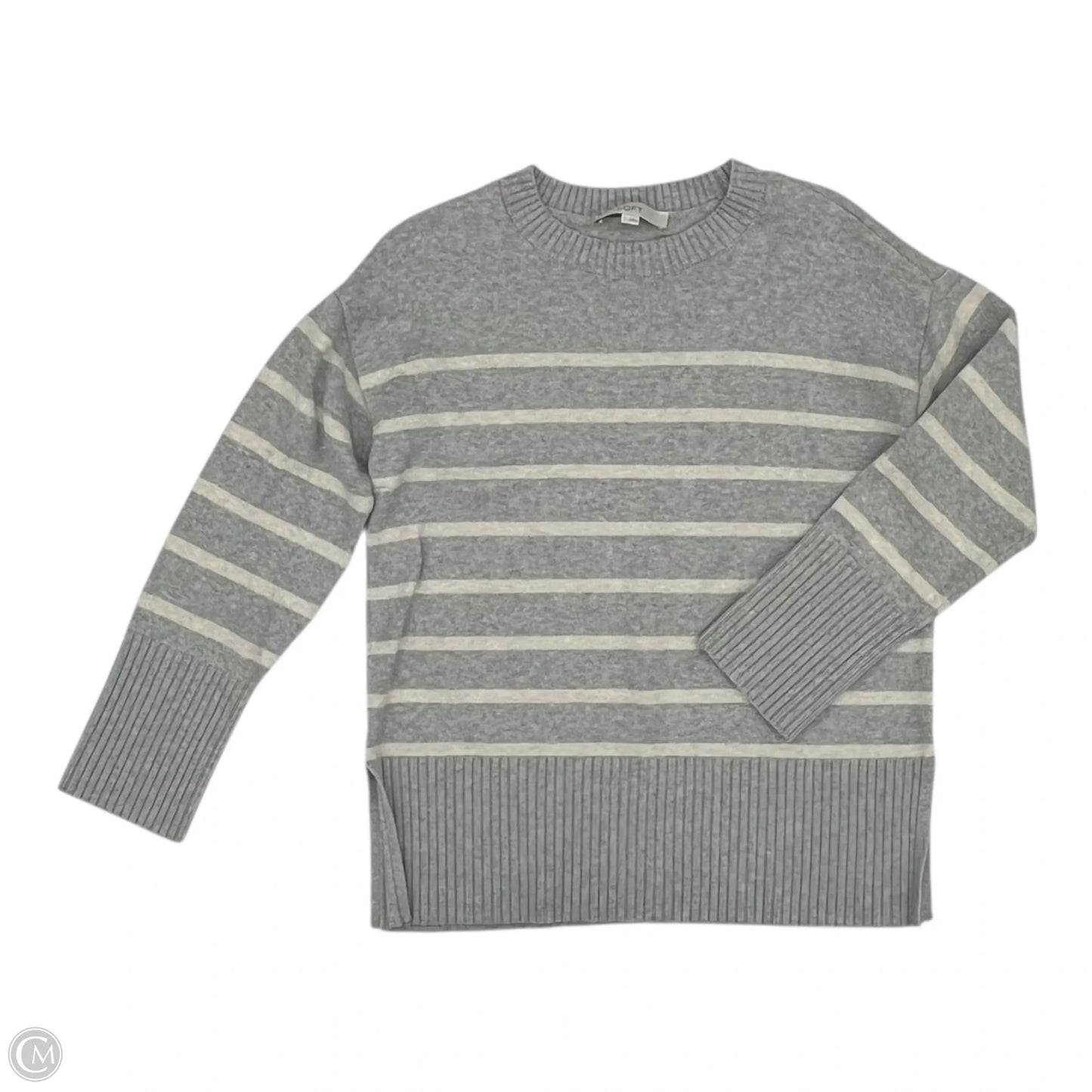 Sweater By Loft In Cream & Grey, Size: S