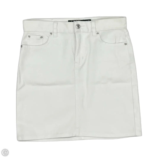 Skirt Mini & Short By Lauren By Ralph Lauren In White Denim, Size: 0