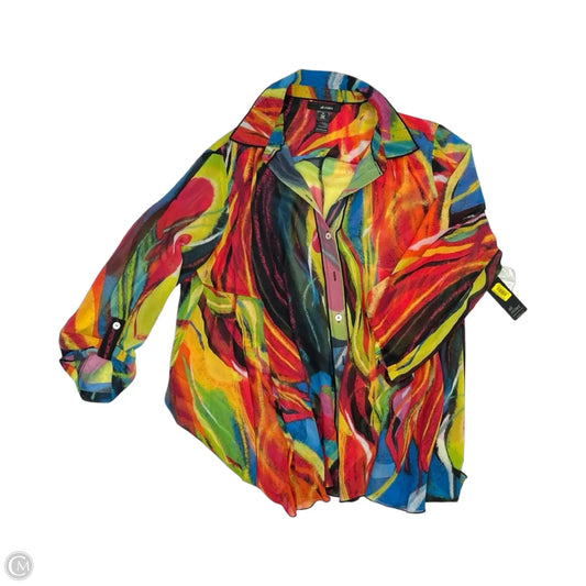 Blouse Long Sleeve By Ali Miles In Multi-colored, Size: 1x