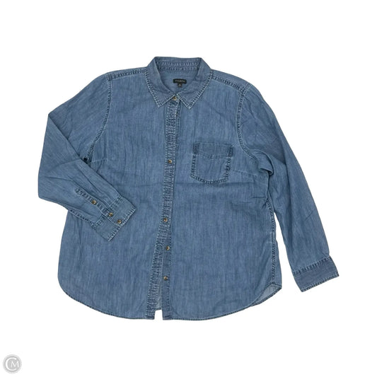 Blouse Long Sleeve By Talbots In Blue Denim, Size: Xl