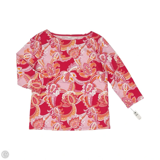 Top 3/4 Sleeve By Talbots In Floral Print, Size: L