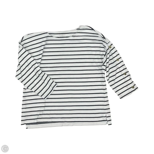 Top 3/4 Sleeve By Talbots In Blue & White, Size: Xl
