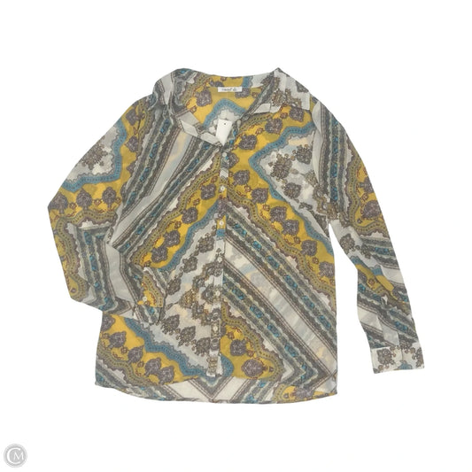 Blouse Long Sleeve By Timing In Multi-colored, Size: M