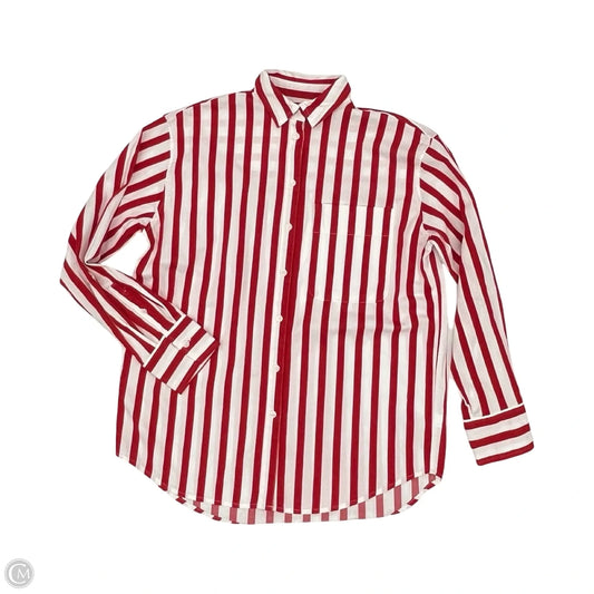 Blouse Long Sleeve By A New Day In Red & White, Size: Xs